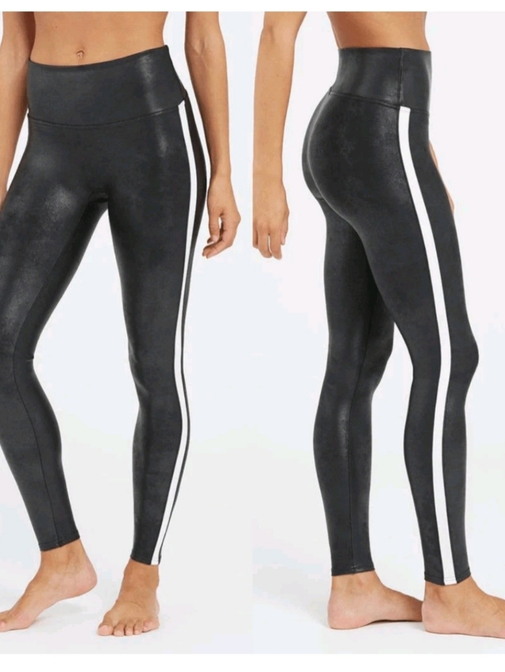 Spanx Faux Leather Side Stripe Leggings S/M NWT